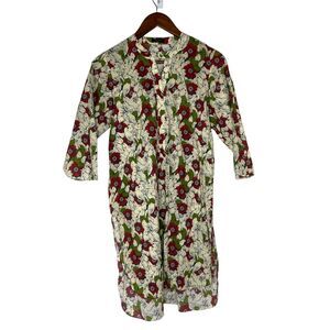 Sapphire Bird Floral Pattern Half Sleeve Dress Size Medium Women's